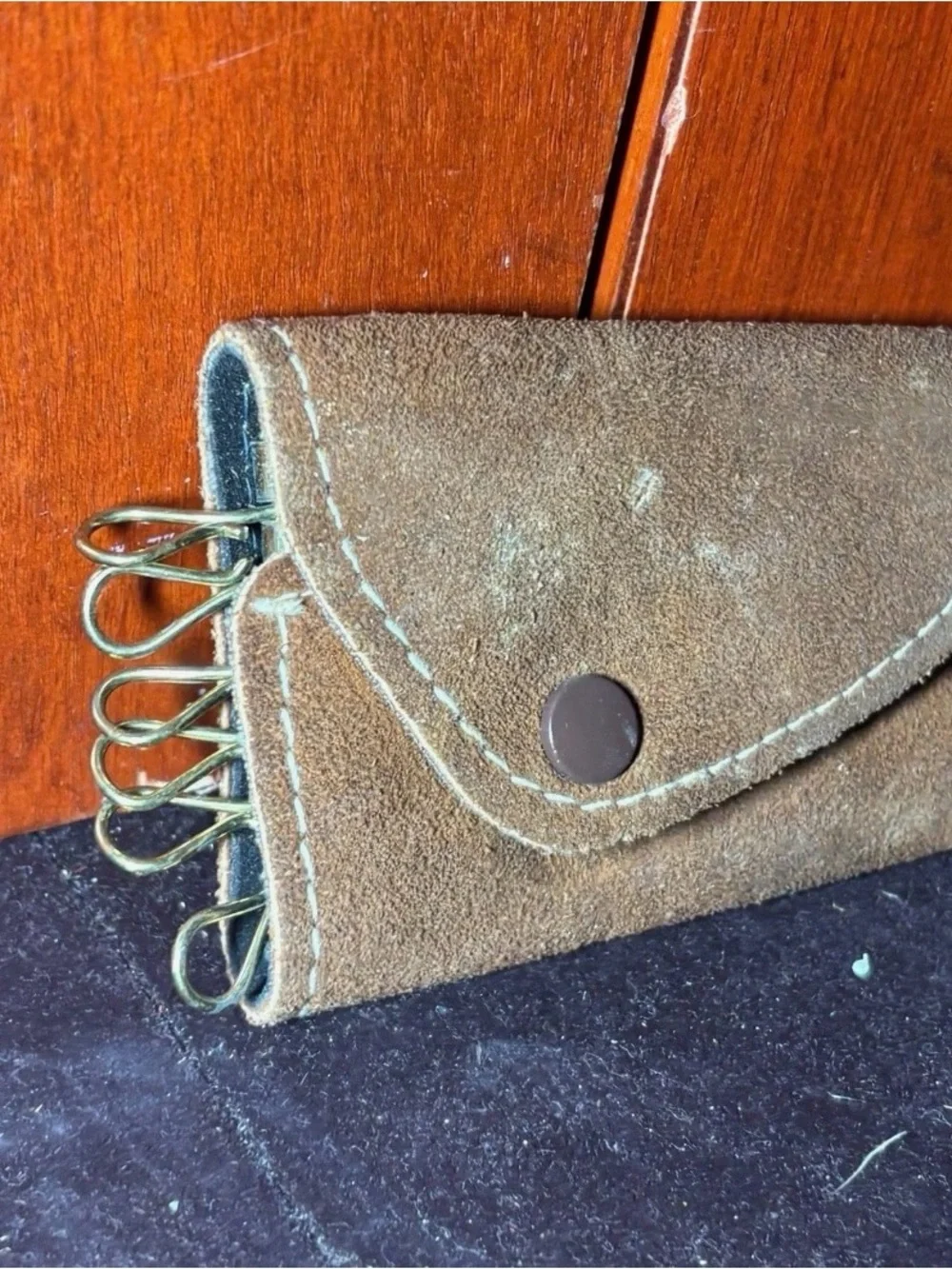 Brown Suede Key Holder Wallet